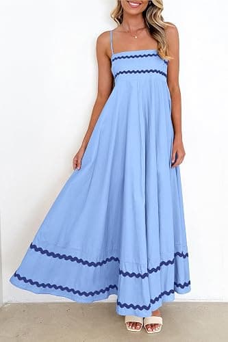 PRETTYGARDEN Women's 2026 Summer Flowy Maxi Dress Casual Sleeveless Spaghetti Strap Ruffle Beach Long Dresses thumbnail 4