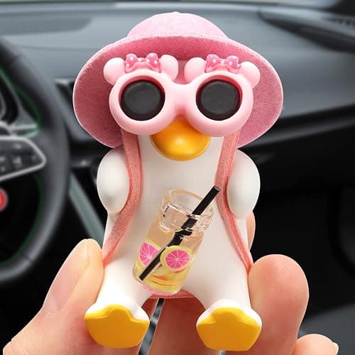 Swinging Duck Car Ornament, Cute Car Mirror Hanging Accessories Car Decorations Interior for Rear View Mirror (Pink) thumbnail 4