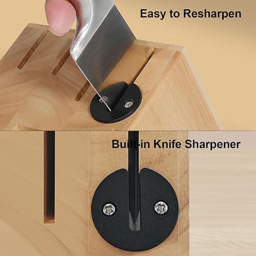 Kuisine Premium Sharp Knife Set Carbon Steel Forged,Ergonomic Handle Knife Block Set,Kitchen Block Knife Set,Chef Knife Set Built-in Sharpener(Silver Pro, 15PCS) thumbnail 5