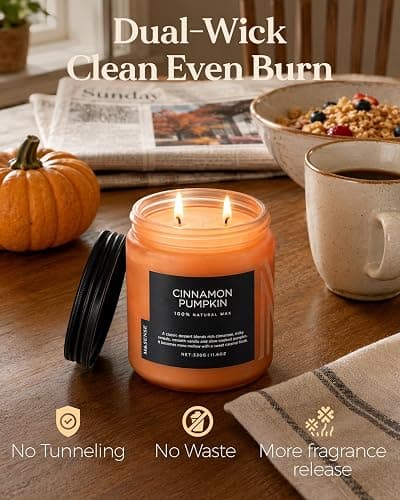 M&Sense Scented Candles Cinnamon Pumpkin Non Toxic Fall Aromatherapy | 11.6Oz Natural Soy Wax 70H Classic Pumpkin Spice Creamy Sweetness Fall Candles for Halloween Party Autumn Table Centerpiece thumbnail 5