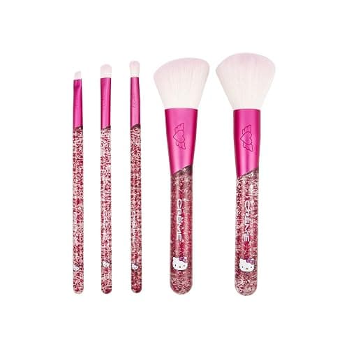 The Creme Shop Hello Kitty Luv Wave Brush Collection - Versatile & Silky-Soft Makeup Brushes - Precise Shader, Blending Brush, Angled Detailer, Blush Brush, Powder Brush - Durable & Easy to Wash - Set - Image 1