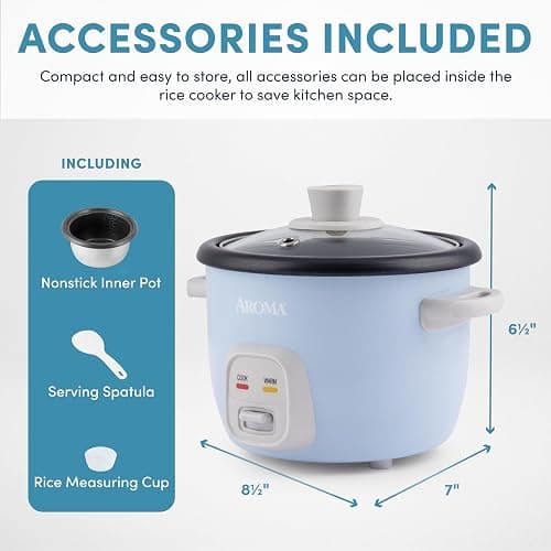 Aroma Housewares 4-Cups (Cooked) / 1Qt. Rice & Grain Cooker (ARC-302NGBL), Blue thumbnail 3