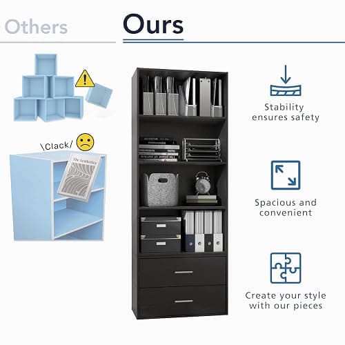 Homes: Inside + Out Apexa 4-Cube Storage Organizer Shelves, Stackable Wood Bookcase Fits Cubby Bins for Organization, Dorm Teen Room Decor & Home Office, White thumbnail 8