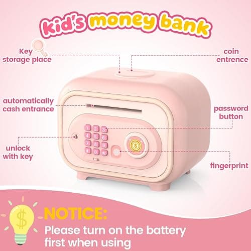 Piggy Bank for Kids, Piggy Bank Girls & Boys Toys for 5 6 7 8 9 10 11 12 Year Old Girl Birthday Gifts, Electronic ATM Money Saving Box Cash Coin Can, Christmas Gifts for Kids Age 6-8 8-12 Girl Boy thumbnail 3