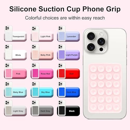 Giumel 2PCS Silicone Suction Phone Case Mount, Non Slip Suction Cup, Hands-Free Phone Accessories Holder for Selfies and Videos, Silicone Adhesive Stand Sticky for Cell Phone Light Pink thumbnail 2