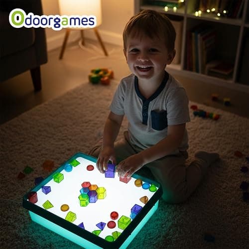 Odoorgames Young Explorers Light Table – Light Up Table for Toddlers, Light Box for Home & Classroom Learning Activities - Cyan thumbnail 6