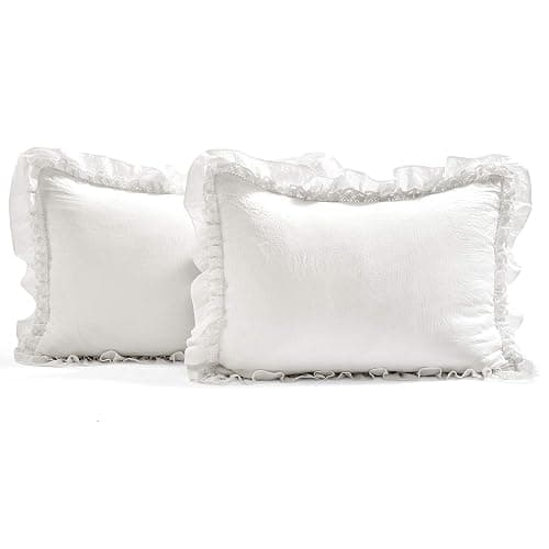 Lush Decor Ella Ruffle Lace Bedspread, 3 Piece Set, Queen, White - Cute Bed Set - Queen Bedding - White Bedding - Coquette Decor - Ruffle Trim - Lace Trim thumbnail 5