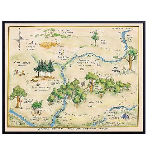 Winnie Pooh Nursery Decor - LARGE 11X14 - Toddler Baby Room Wall Art - Little Boys Bedroom Decor - Baby Shower Decorations - Vintage Hundred Acre Wood - Kids Wall Art - Girls Room Decor - Image 1