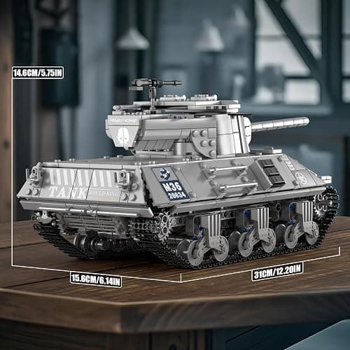 Mould King WW2 RC Tank Building Sets, 20034 Army Building Kits, Military Vehicles Tank Model Construction Blocks Sets with APP/Remove Control, Collectible Model Tanks Sets for Teens 14+ (1057PCS) thumbnail 2