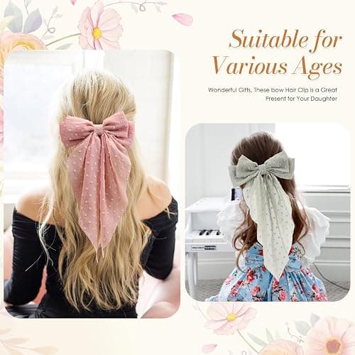6 PCS Hair Bows for Women, Big Bow Hair Clips for Girls Thick Thin Hair, Silky Satin Hair Bow Clips Oversized, Large Cute Aesthetic Hair Accessories Holiday Gifts thumbnail 3