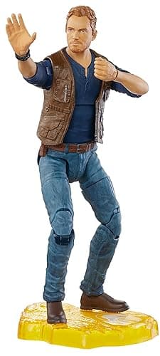 Jurassic World Toys Owen Grady 6-inches Collectible Action Figure with Movie Detail, Movable Joints, Toy Knife Accessory, Extra Hands, Display Stand; for Ages 4 and Up
