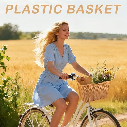 Bike Basket Front,Hand-Woven Bicycle Basket for Adult Bikes with Leather Straps, Easy Detachable,30 * 24 * 19cm thumbnail 7
