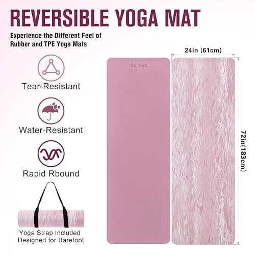 UMINEUX Extra Thick Yoga Mat, 2/5 Inch (10MM), Natural Rubber and TPE Non Slip Yoga Mats with Strap for Women Men, Eco Friendly Exercise Mat for Yoga, Pilates and Home Workout thumbnail 5