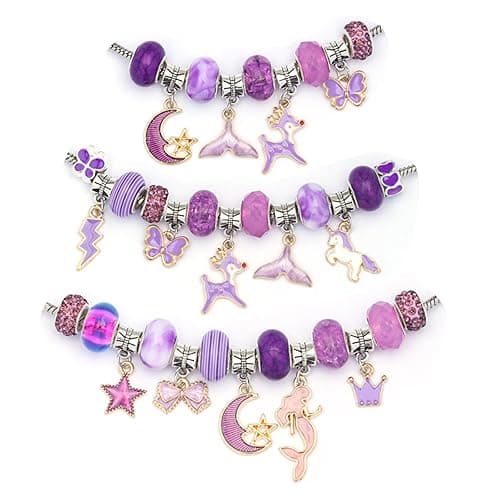 DIY Bracelet Making Kit for Girls, Charm Jewelry Making Kit with Bracelet Beads Snake Chain, Jewelry Gift Set Birthday Christmas Gifts for Kids Girls Teens (Purple) - Purple thumbnail 5