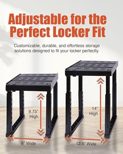 Piffny Locker Organizer Shelf， Adjustable Width and Height, Stackable, Ideal Locker Shelf for School, Office, Gym Lockers, or Even Kitchen Cabinets & Under Sink Organization (White 1 Pack) thumbnail 2