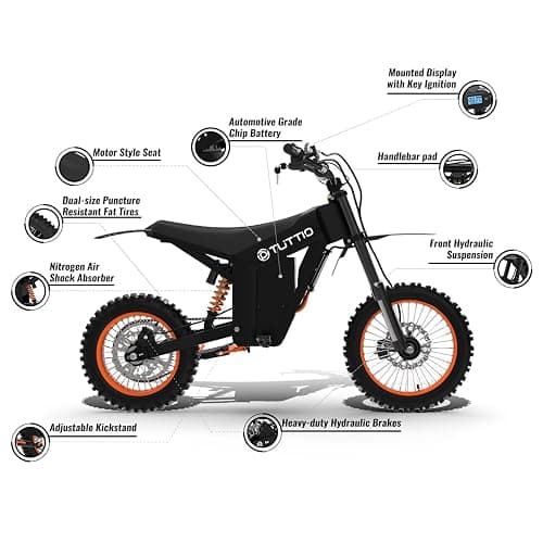 Tuttio Soleil 01 Electric-Dirt-Bike Soleil 01 BF Electric-Bike with 48V 21Ah Removable Battery, 37MPH, 14"/12" Fat Tire E-Motorcycle for Mountain Off-Road Teens Adults, Fit Age 13+ thumbnail 5