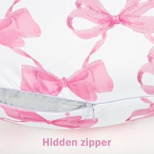 HNHUAMING Nursing Pillow Cover 2 Pack, Stretchy Breastfeeding Pillow Covers, Removable Feeding Pillowcase for Newborn, Ultra Soft Nursing Pillow Slipcover for Baby Girls Boys, Pink Bow thumbnail 7