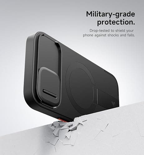 SURITCH for iPhone 15 Case with Magnetic Camera Slide Cover and Adjustable Kickstand, Compatible with MagSafe, Shockproof Bumper Case Slim Protective Cover 6.1 Inch, Black thumbnail 7