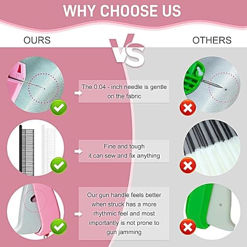 Stitch Gun for Clothes， Handheld Stitch Gun Quick Clothing Fixer，Sewing Kit Includes 1,000 Black Fasteners & 1,000 White Fasteners & 6 Needles，Tagging Gun（Pink） thumbnail 7