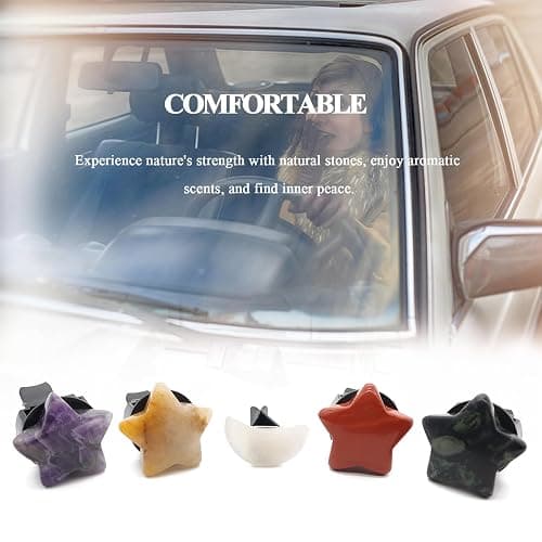 ORIESSE Boho Car Decor,Stars Moon Air Vent Clips,Refillable Car Fresheners,5pcs Natural Crystal Stone Hippie Dashboard Decorations Accessories,Best Wishes for Lover and Friend thumbnail 3