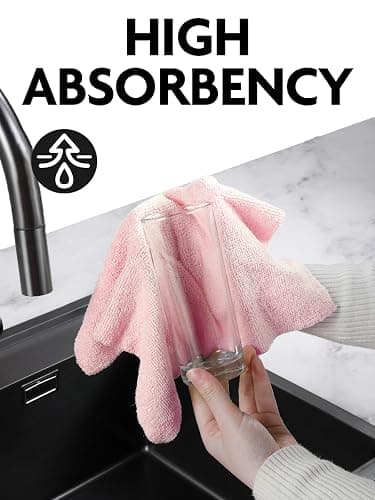 Fantasticlean Microfiber Cleaning Cloth Roll -75 Pack, Tear Away Microfiber Towels, 12" x 12", Reusable, Washable, Scratch Free, Ultra Absorbent Dishcloth for All-Around Cleaning Supplies (Pink) thumbnail 6