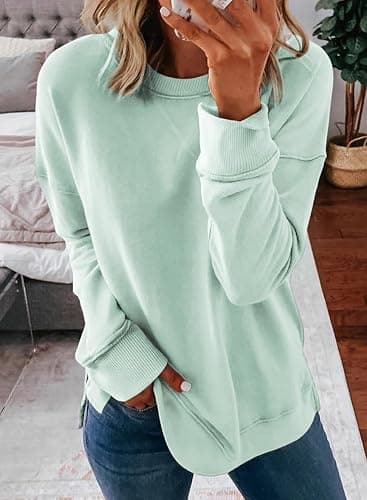 Dokotoo Women's Casual Crew Neck Sweatshirt Loose Soft Long Sleeve Pullover Tops thumbnail 2