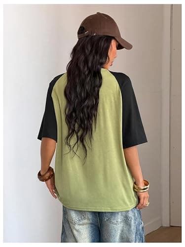 SOLY HUX Women's Cute Graphic T Shirts Preppy Baggy Tees Raglan Sleeve Aesthetic Oversized Tops Streetwear thumbnail 2
