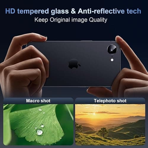 AFARER for iPhone 16e 2025 Camera Lens Protector, Individual Metal Ring Tempered Glass Lens Cover[9H Hardness][Anti-Shatter] Thin HD Camera Clear Cover, 1 Set-Black thumbnail 4