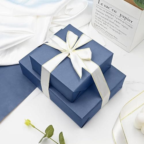 Blue Wrapping Paper 50 * 70cm, 5Pcs Kraft Wrapping Paper for Birthday Father's Day Christmas Wedding Gift Decoration thumbnail 2