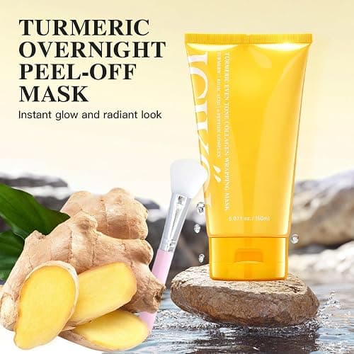 ICIKOL Turmeric Collagen Night Wrapping Mask, Kojic Acid Overnight Peel Off Face Masks with Vitamin C for Refresh Dullness Looking Skin, Hydrating Facial Masks Radiant Women Skin, 5.07 oz Large Size thumbnail 6