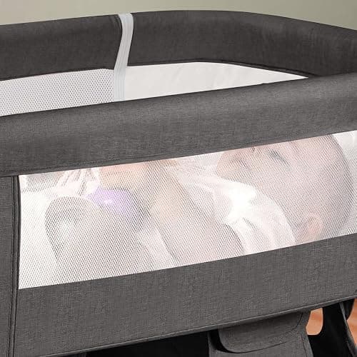 Baby Crib,3 in 1 Bedside Crib Adjustable Portable Bed for Infant,Baby Bassinet Baby Newborn Must Have Bed,Grey - Bedside Crib-grey thumbnail 7