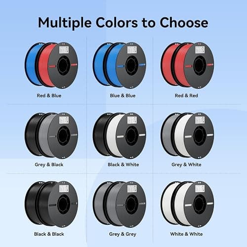 Creality Ender PLA 3D Printer Filament 1.75mm, 2KG Spool (4.4lbs), Dimensional Accuracy +/-0.03mm, No Clogging & Bubbles, Fits for Most FDM 3D Printers (1KG Black+1KG White) thumbnail 8