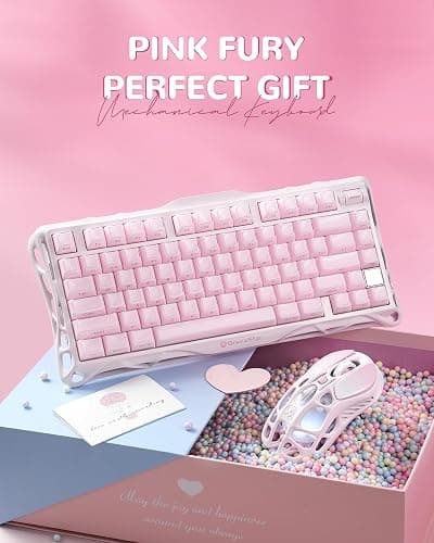 GravaStar Mercury K1 75% Wireless Mechanical Gaming Keyboard, Gasket Mount, Hot Swappable Linear Switches, RGB Backlit, Creamy Sounding Keyboard, 2.4GHz/USB-C/Bluetooth 5.0, for Win/Mac【Sakura Pink】 thumbnail 8
