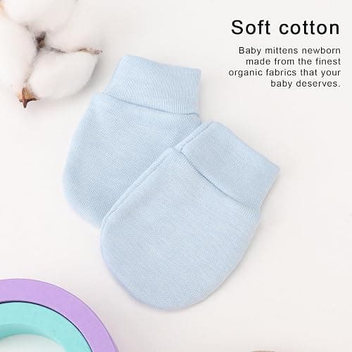 BQUBO Newborn Infant Mittens No Scratch Cotton Elastic Wrist Gloves Hypoallergenic for 0-6 Months Baby Boys Girls thumbnail 5