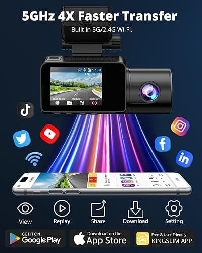 Dash Cam Front and Rear Inside, 3-Channel 2.5K FHD Dash Camera for Cars with 2" Screen, Wireless Dashcam with 5GHz WiFi, 64GB Card, Car Camera Front and Back, Auto IR Night Vision, HDR, G-Sensor thumbnail 7