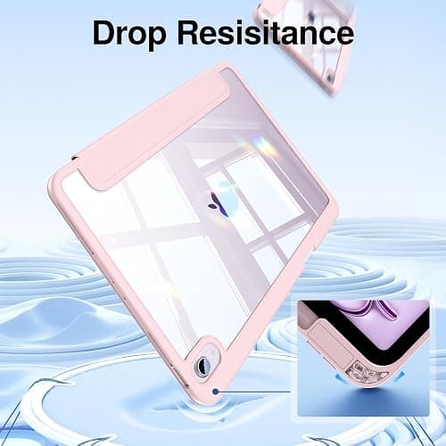 SMARTDEVIL Case for iPad Air 13 inch (M3 2025/ M2 2024, 7th/6th Gen) & iPad Pro 12.9 inch (2018/2020, 3rd/4th Gen), Slim Trifold Stand with Clear Hard Back, Pencil Holder, Auto Wake/Sleep – Pink thumbnail 4