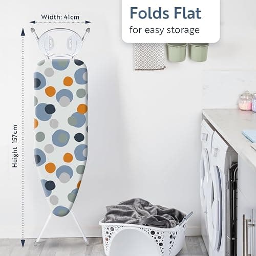 Minky Marine Ironing Board with 114 x 38cm Ironing Surface, Angled Iron Rest, Iron Board with Adjustable Height up to 94cm & Non-Slip Feet, Foldable, Made in the UK thumbnail 5