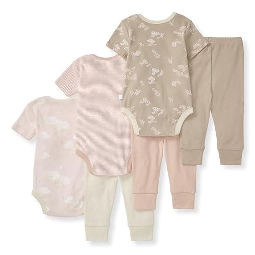 Burt Bees - 6Pk Baby Girl Organic Cotton Bodysuit & Pant Set, Ranunculus thumbnail 2