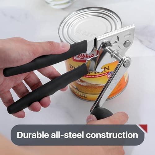 Commercial Can Opener, UHIYEE Hand Crank Can Opener Manual Heavy Duty with Comfortable Extra-long Handles, Oversized Knob, Large Handheld Can Open Easy for Big Cans, Black thumbnail 5