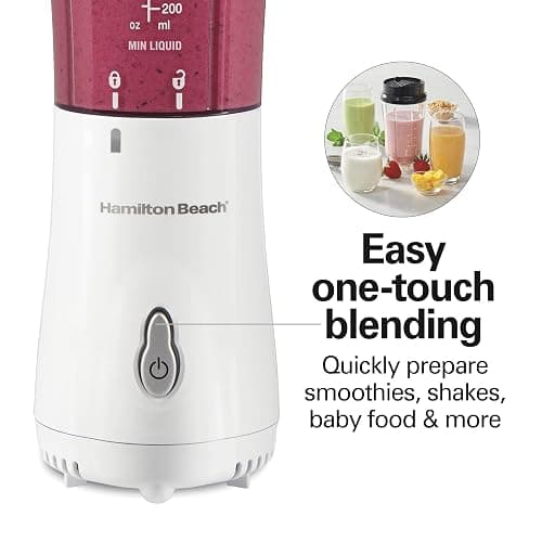 Hamilton Beach Portable Blender for Shakes and Smoothies, 14 Oz BPA Free Travel Cup & Lid, Durable Stainless Steel Blades, Personal Smoothie Blender, White ( 51101V) thumbnail 7