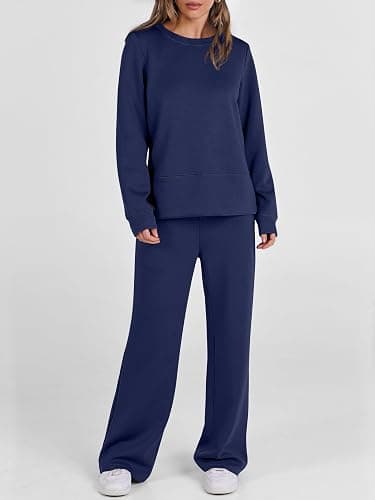 ANRABESS Women's 2 Piece Lounge Sets Casual Travel Outfits Wide Leg Tracksuit Sweatsuits Matching Set 2025 Fall Clothes thumbnail 7