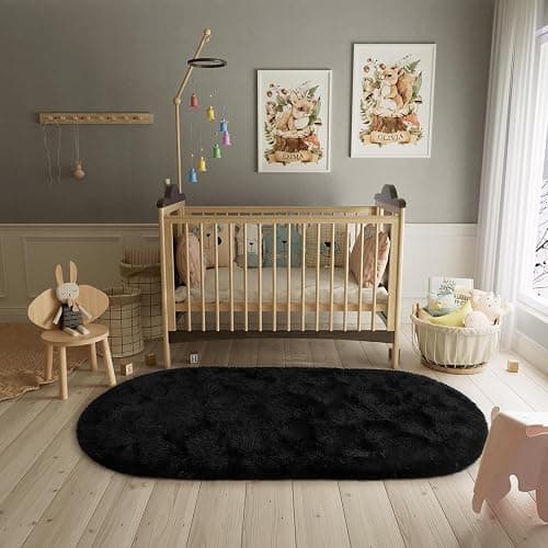 LOCHAS Ultra Soft Children Rugs Room Mat Modern Shaggy Area Rugs Home Decor 2.6' x 5.3', Black thumbnail 6