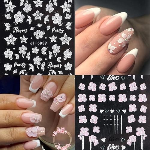 VOTACOS 6 Sheets Flower Nail Stickers for Nail Art 5D Embossed Engraved Nails Decals 3D Spring Nails Supplies Accessories Self-Adhesive DIY Design Decoration for Women and Girls thumbnail 6