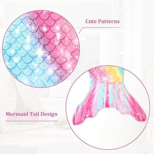 Rediar Mermaid Tail Blanket for Girls Soft Flannel Snuggle Kids Wearable Blanket Birthday Gift (55" X 20") thumbnail 4