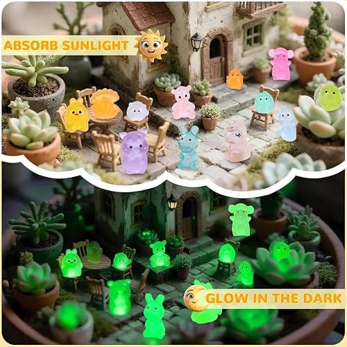 LEWELLRY Mini Glow in The Dark Animal Resin Models, Mystery Resin Animals Blind Bag, Mini Luminous Farm Ocean Figures, Animal Miniatures for Fairy Garden Accessories, Random Design(100pcs) thumbnail 5