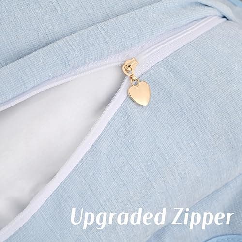 FUTEI Light Blue Decorative Throw Pillow Covers 18x18 Inch Set of 2,Double Stitch Scalloped Bordered Soft Chenille Cushion Cases,Modern Home Decor for Couch Bed Living Room thumbnail 4