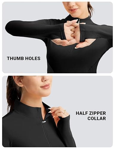 FitsT4 Sports Womens Equestrian Shirts Thumbholes Long Sleeve Horse Riding Shirts Quick Dry UPF50+ Riding Top Half Zip thumbnail 3