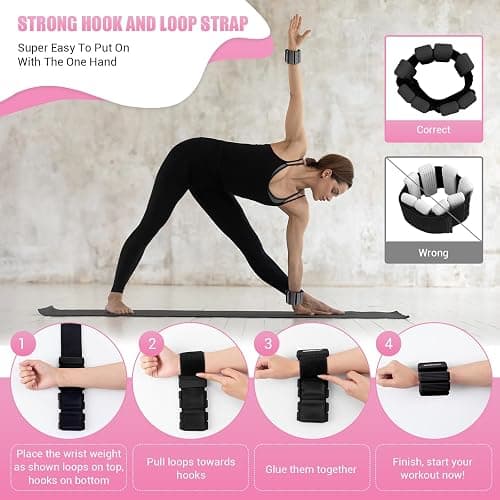 Pilates Wrist Ankle Weights for Women, Wearable Strong Arm & Leg Weights Set of 2(1 lb/2.2 lbs Each), Adjustable Ankle Weights for Walking, Yoga, Dance, Barre, Gym thumbnail 8