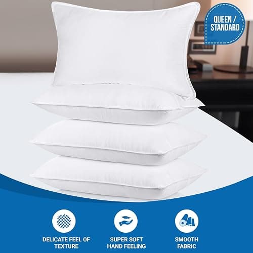 Utopia Bedding Bed Pillows for Sleeping (White), Queen Size Set of 4, Hotel Pillow, Cooling Pillows for Side, Back or Stomach Sleepers thumbnail 3