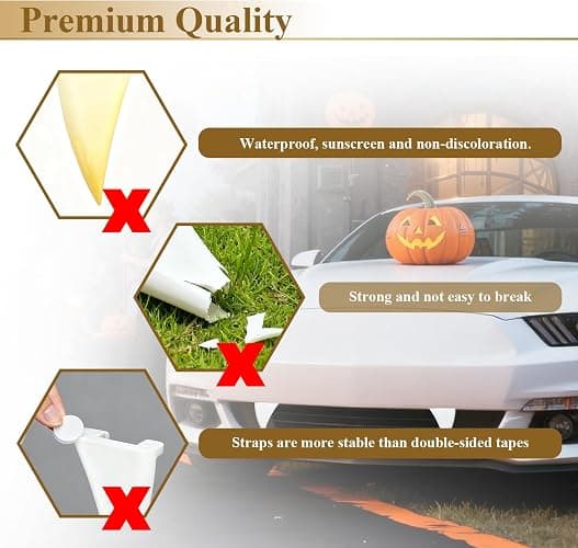 2 Pcs Halloween Decoration Car Teeth with Cable Tie, Bumper Funny Decor, Vampire Fangs Teeth, Fits Cars, Truck, SUV, Spooky & Fun Car Fangs for Front Grille, 2.5" W 4.6" L, Perfect for DIY Enthusiasts thumbnail 6